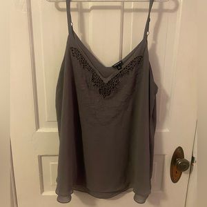 Torrid Sophie Chiffon Swing Cami in grey with detailed front